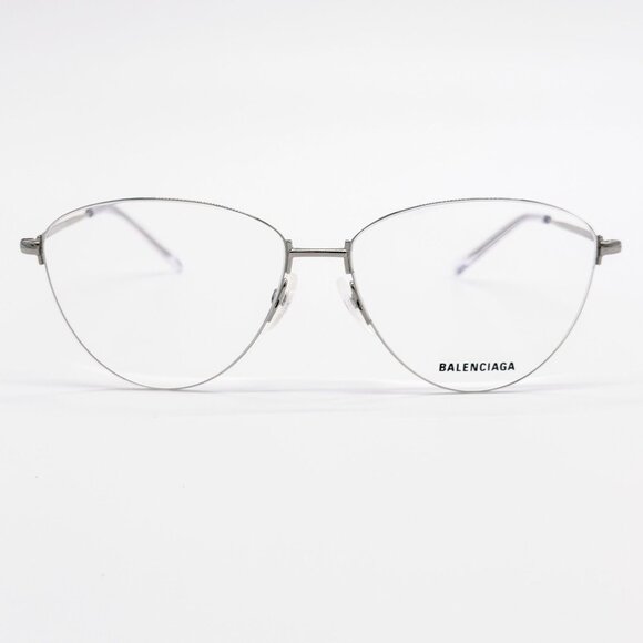 NEW BALENCIAGA EYEGLASSES BB0034O 002 CAT EYE SILVER WOMEN EYEWEAR BALENCIAGA - Picture 1 of 9
